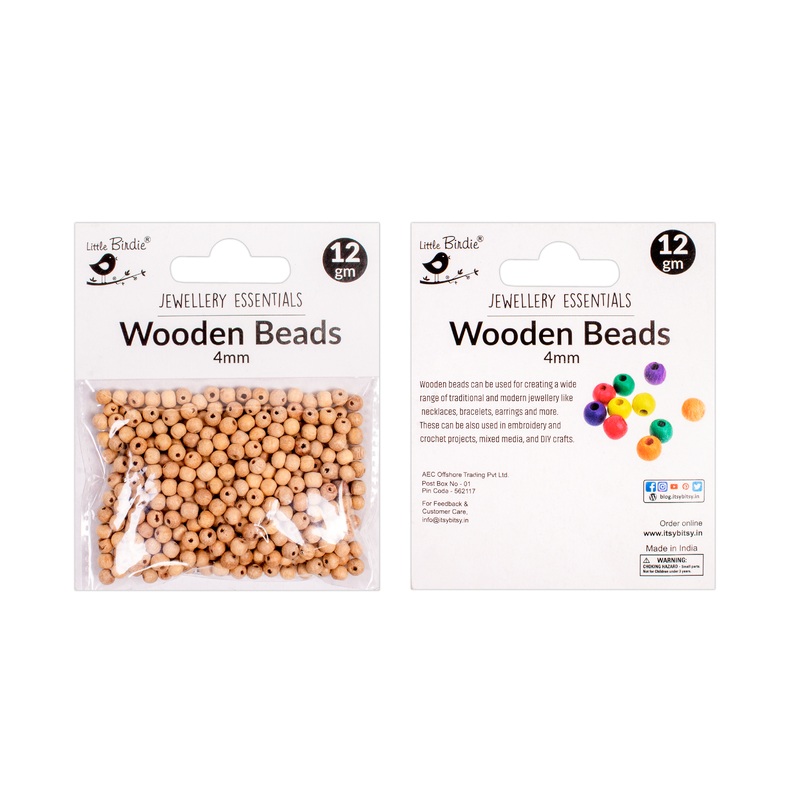 Wooden Beads 4mm Natural 12G
