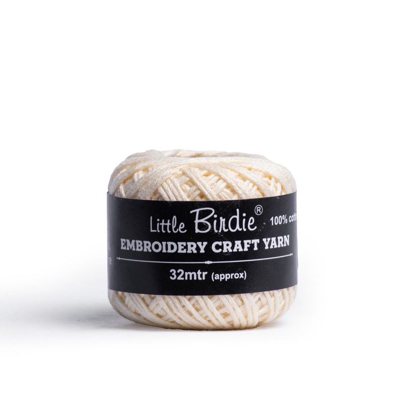 Crochet & Embroidery Thread – Cotton, 6 Ply, Cream, Approx. 32mt Ball