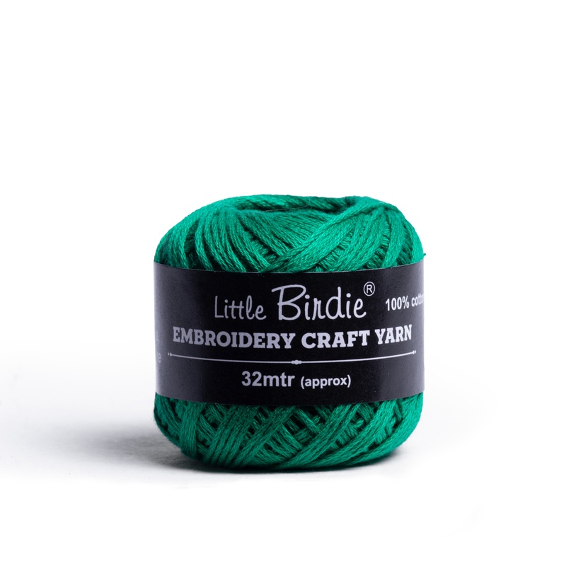 Crochet & Embroidery Thread – Cotton, 6 Ply, Emerald Green, Approx. 32mt Ball