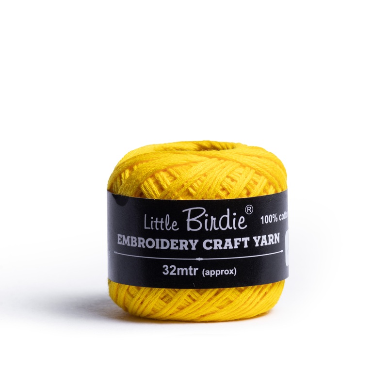 Crochet & Embroidery Thread – Cotton, 6 Ply, Lemon Yellow, Approx. 32mt Ball