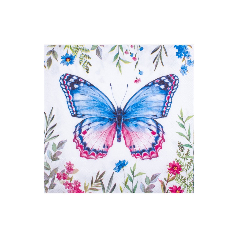 Decoupage Napkin Azure Butterfly 13in X 13in 3 Ply 1pc