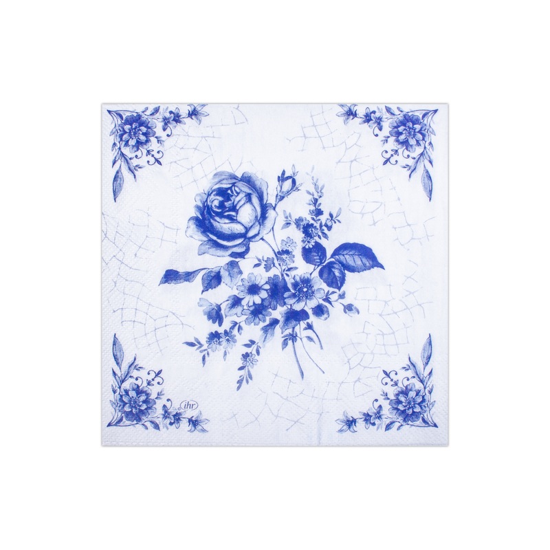 Decoupage Napkin Azure Rose 13in X 13in 3 Ply 1pc