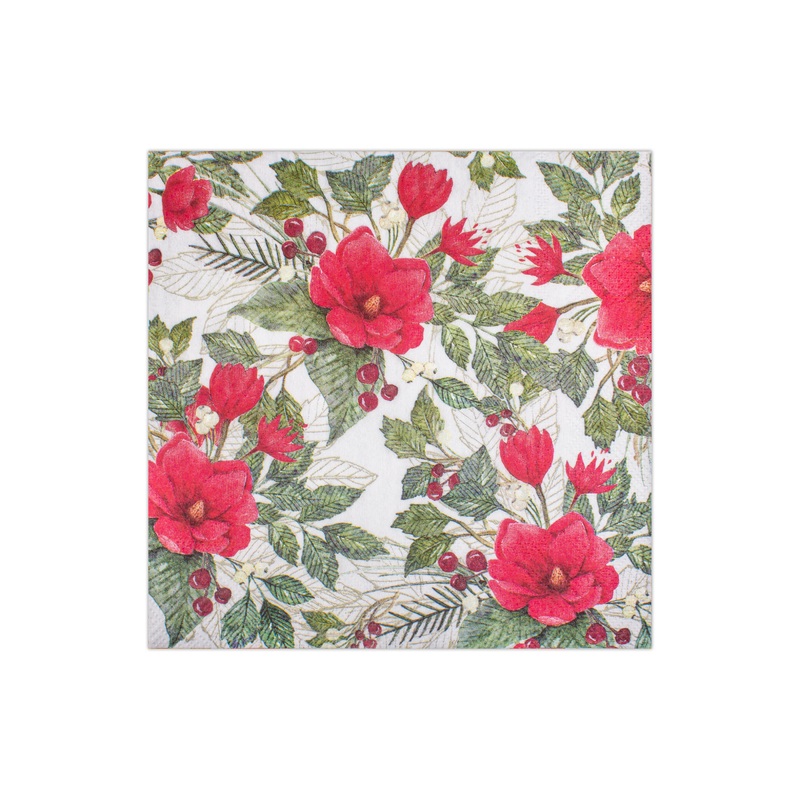 Decoupage Napkin Crimson Blooms 13in x 13in 3 Ply 1pc