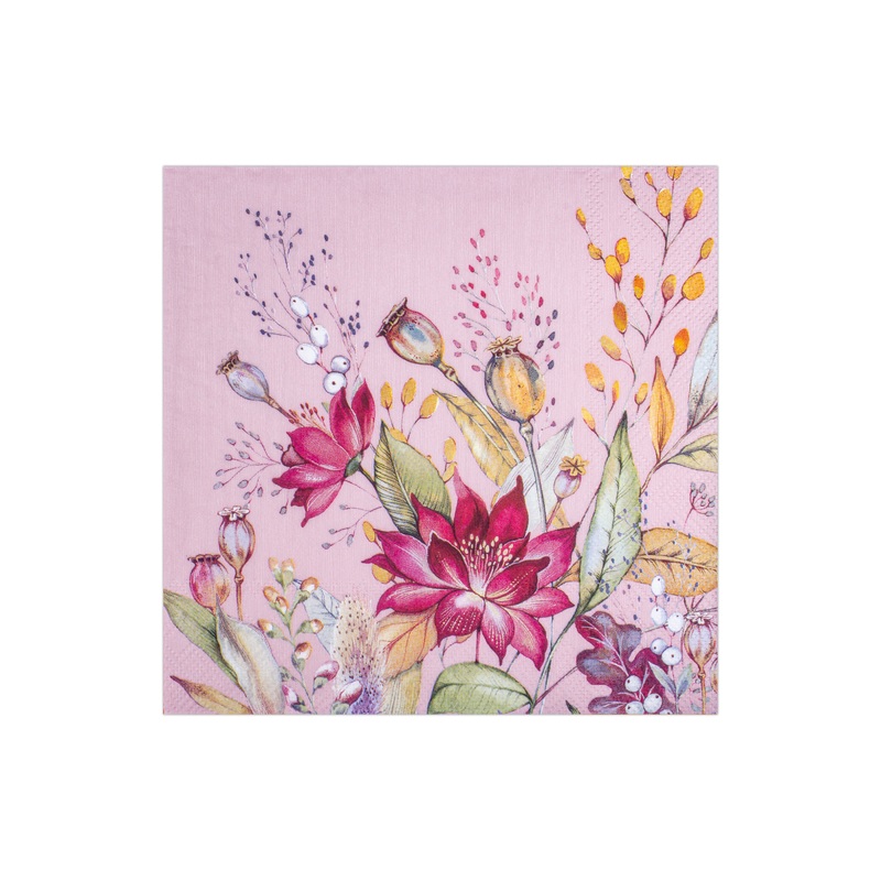 Decoupage Napkin Lily Poppy – Pink 13in X 13inch 3 Ply 1pc