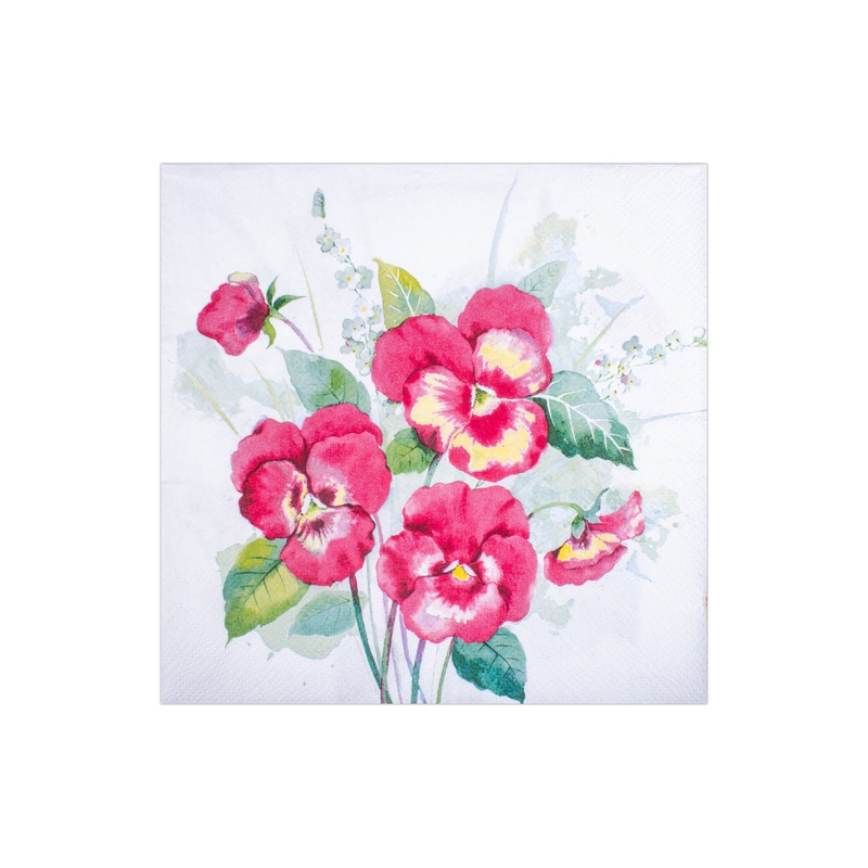 Decoupage Napkin Red Pansy 13in X 13inch 3 Ply 1pc