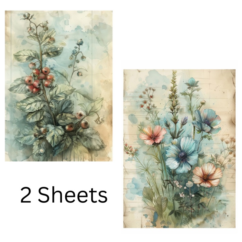 Filament Decoupage Paper Floral Fusion 2Designs 60GSM A4 2Sheets