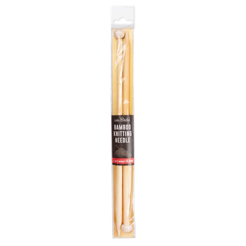 Bamboo Knitting Needles Natural 10mm X 35cm 2pc