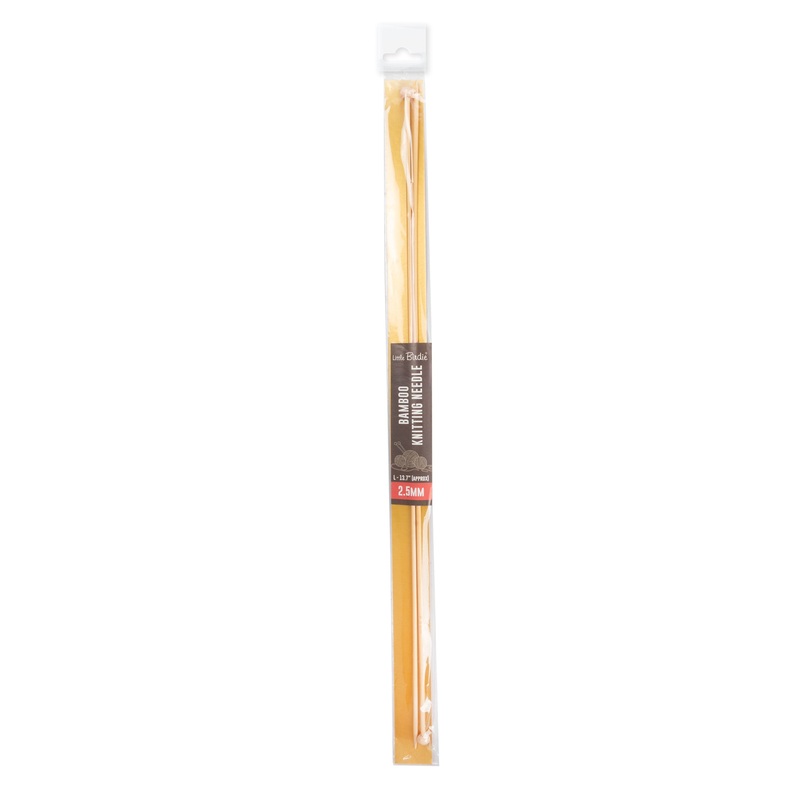 Bamboo Knitting Needles Natural 2.5mm X 35cm 2pc