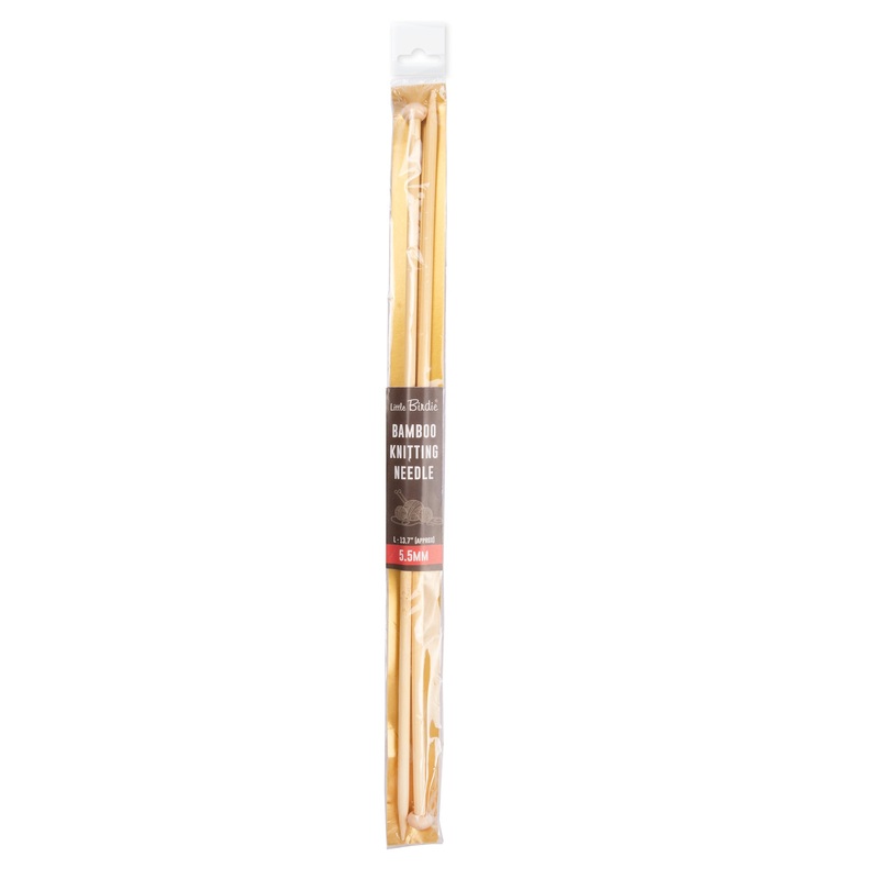 Bamboo Knitting Needles Natural 5.5mm X 35cm 2pc
