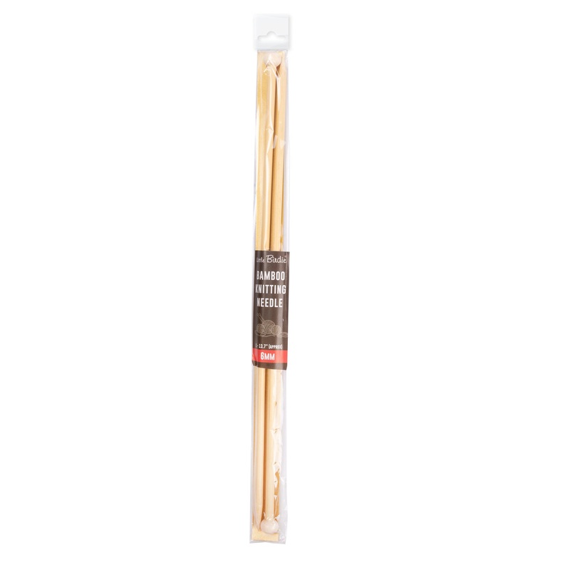 Bamboo Knitting Needles Natural 6mm X 35cm 2pc