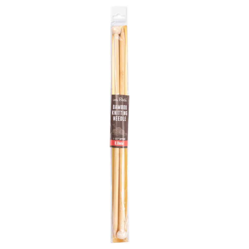 Bamboo Knitting Needles Natural 8mm X 35cm 2pc