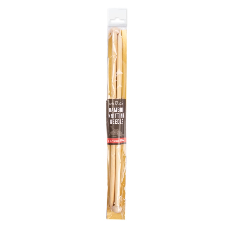 Bamboo Knitting Needles Natural 9mm X 35cm 2pc