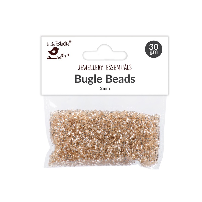 Bugle Beads Muted gold 3mm 30g