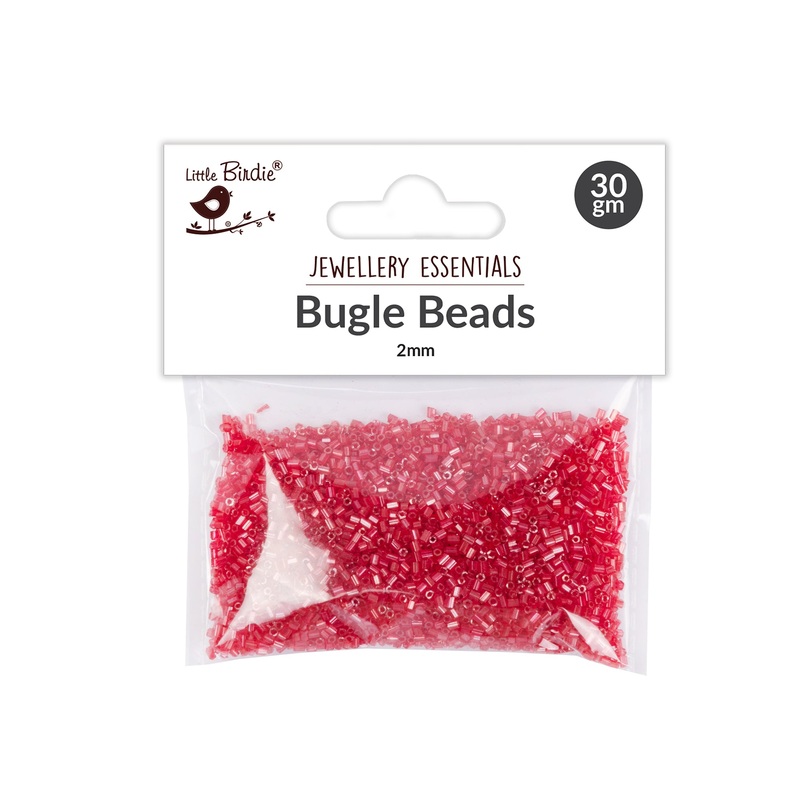 Bugle Beads Ruby red 3mm 30g