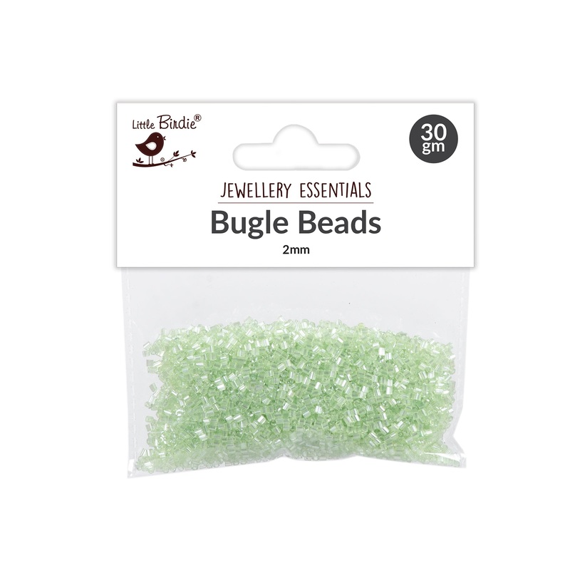 Bugle Beads Spring Green 3mm 30g