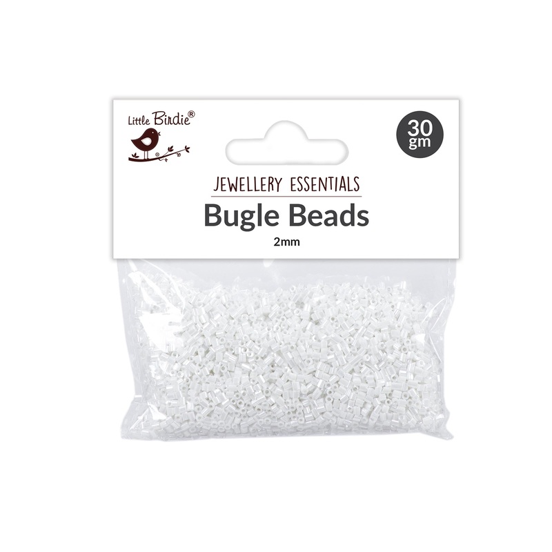 Bugle Beads White 3mm 30g