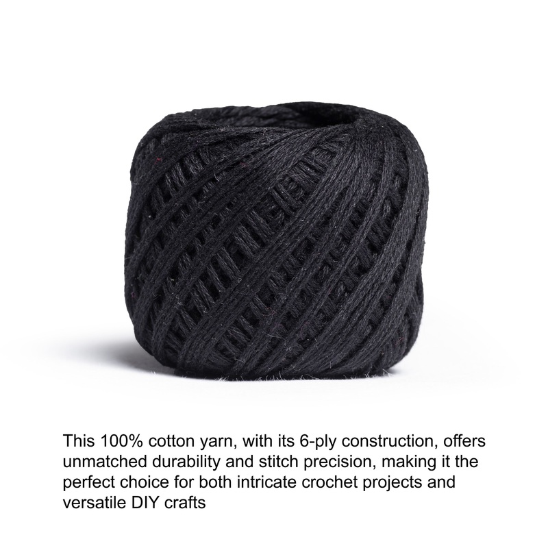 Crochet & Embroidery Thread – Cotton, 6 Ply, Black, Approx. 32mt, 10g Ball