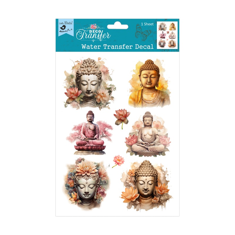 Deco Transfer Sheet Meditating Buddha 10inch X 7.5inch 1pc
