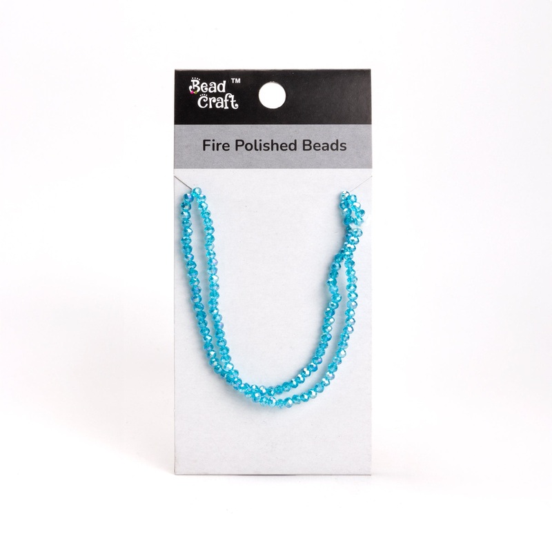 Fire Polished Beads Aquamarine Rainbow 4mm 1 String