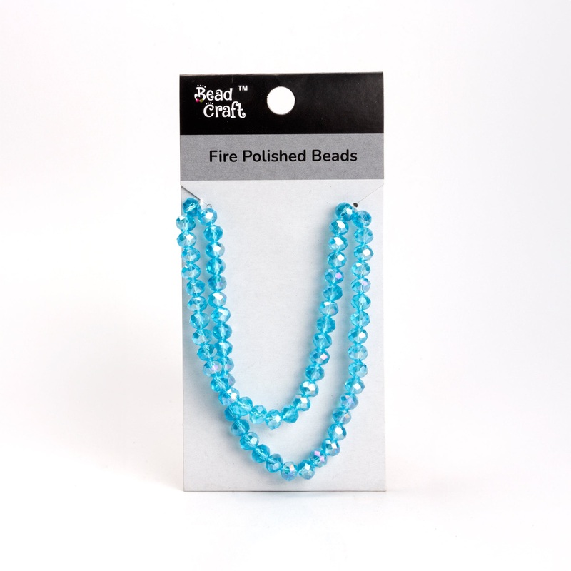Fire Polished Beads Aquamarine Rainbow 8mm 1 String