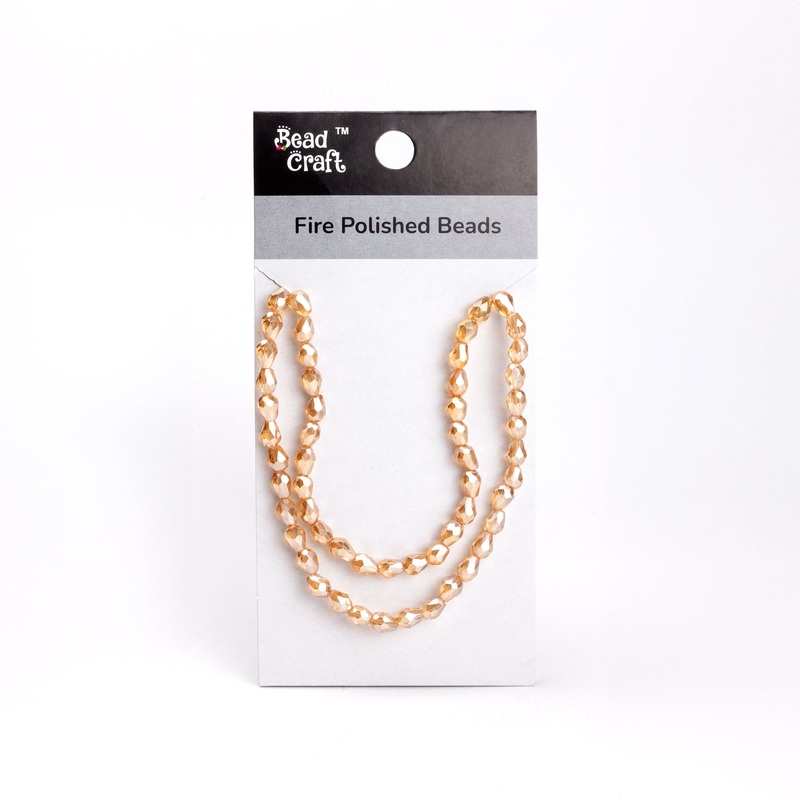 Fire Polished Beads Champagne Rainbow 6/8mm 1 String