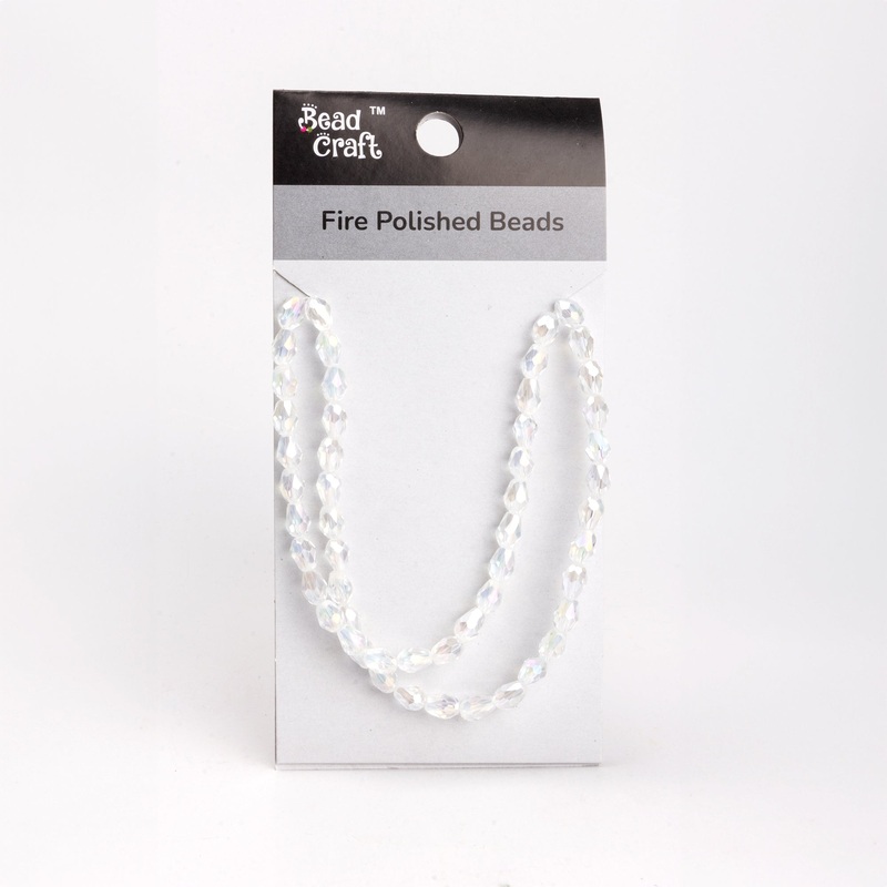 Fire Polished Beads Clear Crystal 6/8mm 1 String