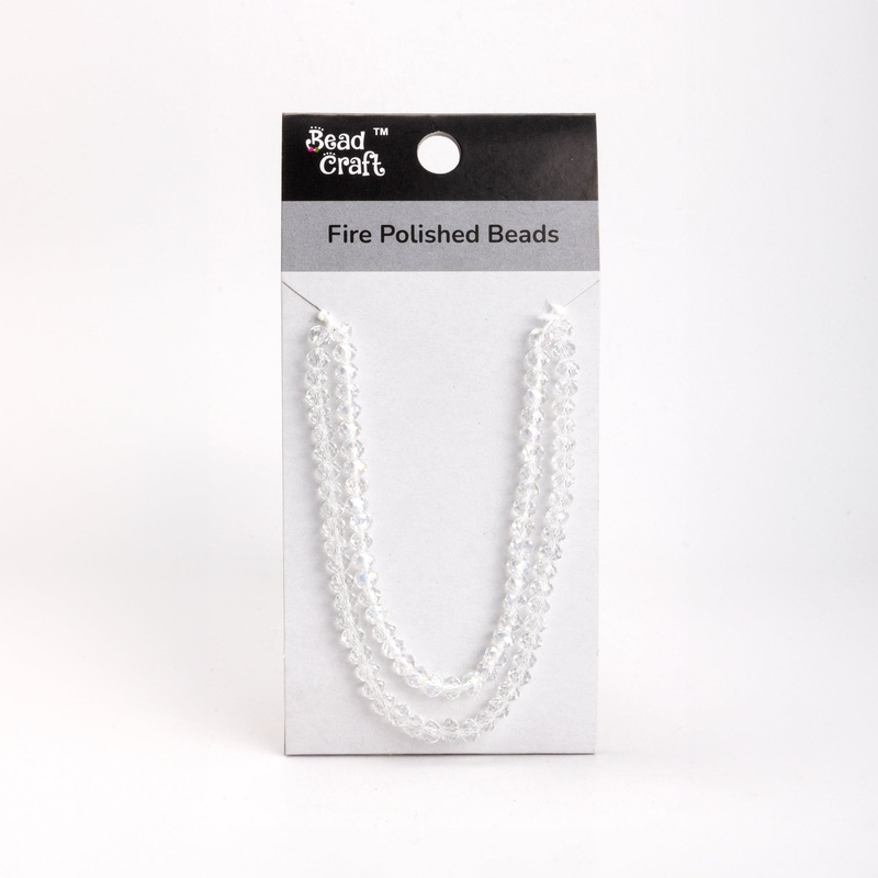 Fire Polished Beads Clear Crystal 6mm 1 String