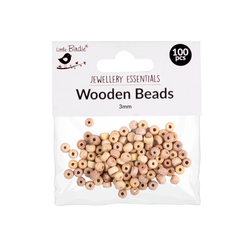Wooden Beads With Hole 3mm Natural 100pcs