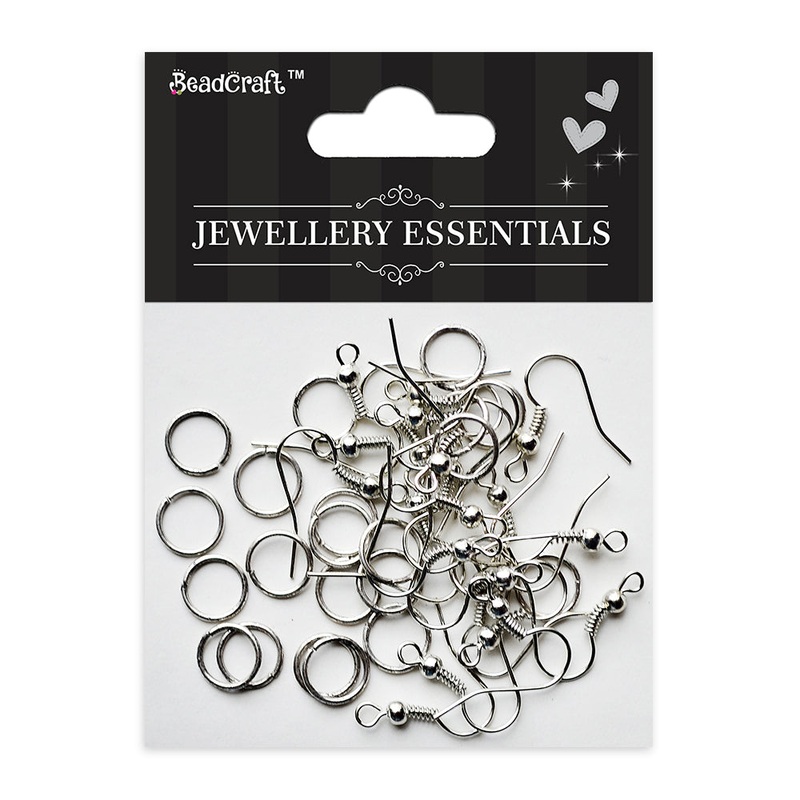 Findings Earwire Hooks & Jumprings 8mm Nickel 40pcs