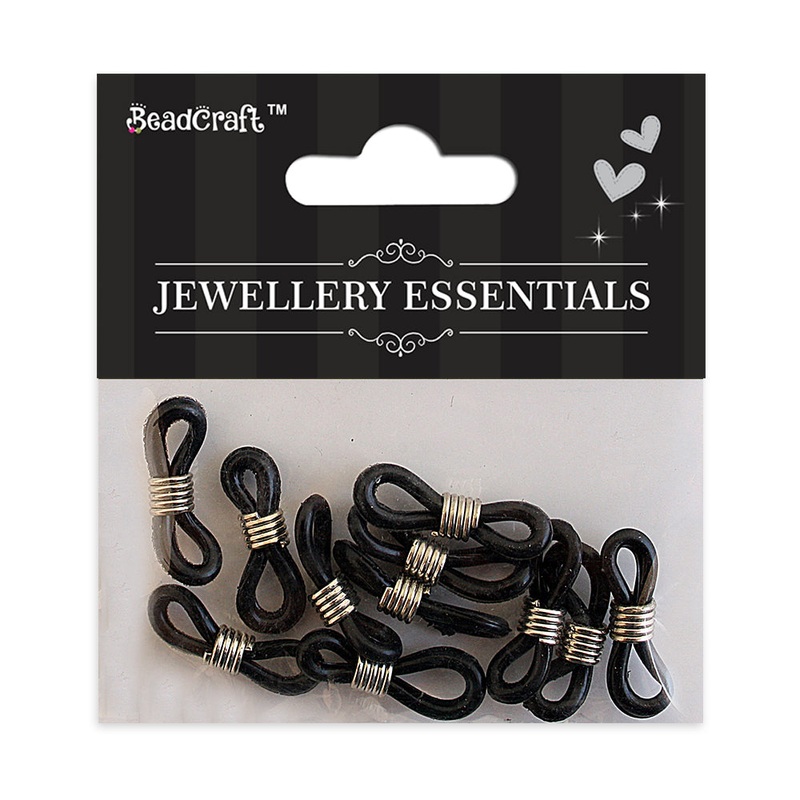 Findings Eye Glass Chain Ends Black 12pcs