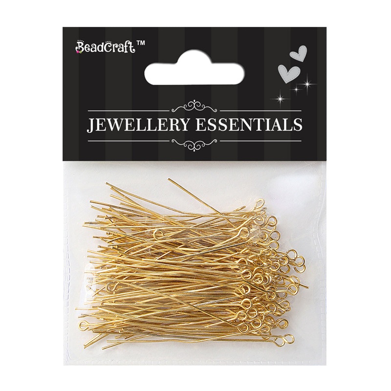Findings Eye Pin 50Mm Gold 25G