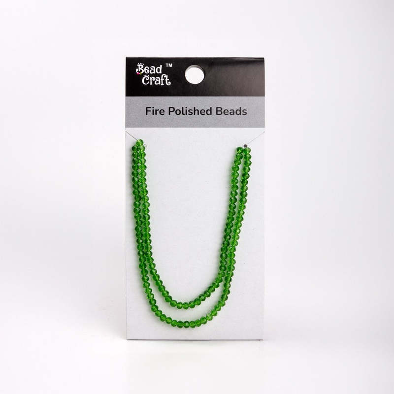 Fire Polished Beads Emerald Crystal 4mm 1 String