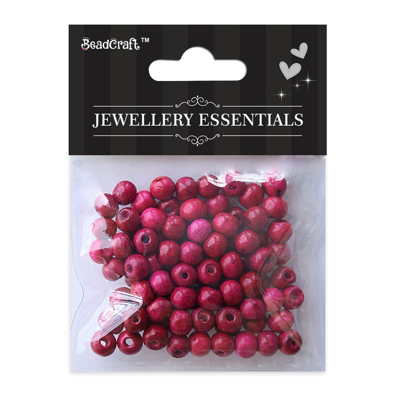 Wooden Beads 8Mm Pink 12G Ib