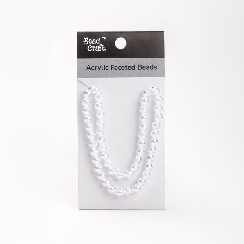 Acrylic Faceted Beads Clear Rainbow-1 1 String