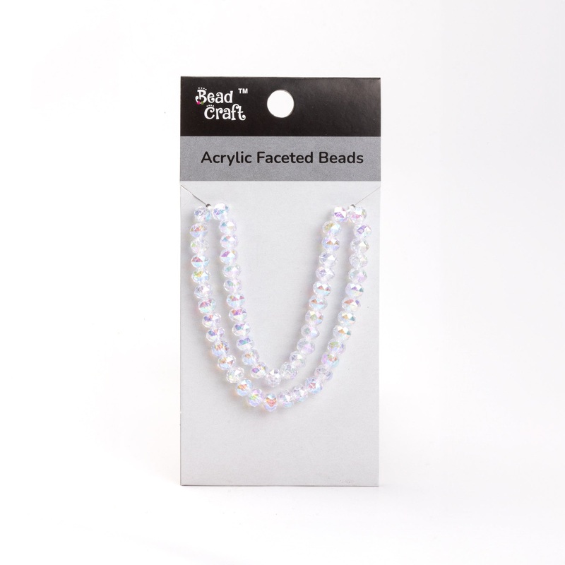 Acrylic Faceted Beads Clear Rainbow 1 String