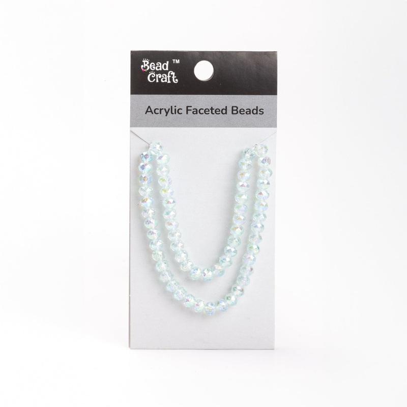Acrylic Faceted Beads Icy Blue 1 String