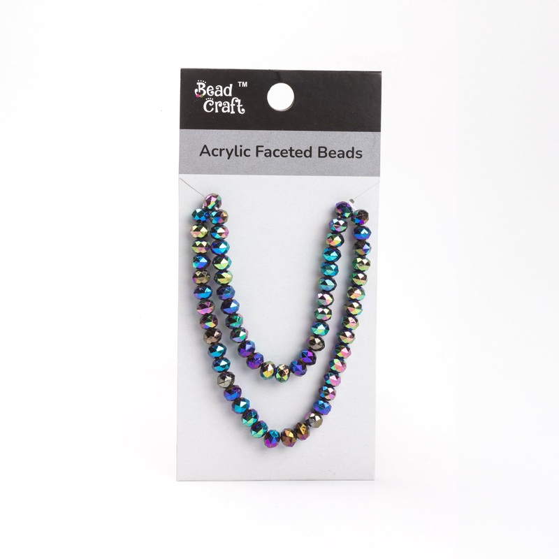 Acrylic Faceted Beads Inky Rainbow 1 String