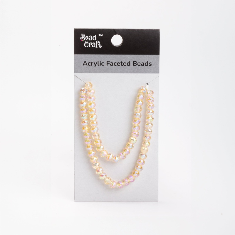 Acrylic Faceted Beads Pale Yellow 1 String