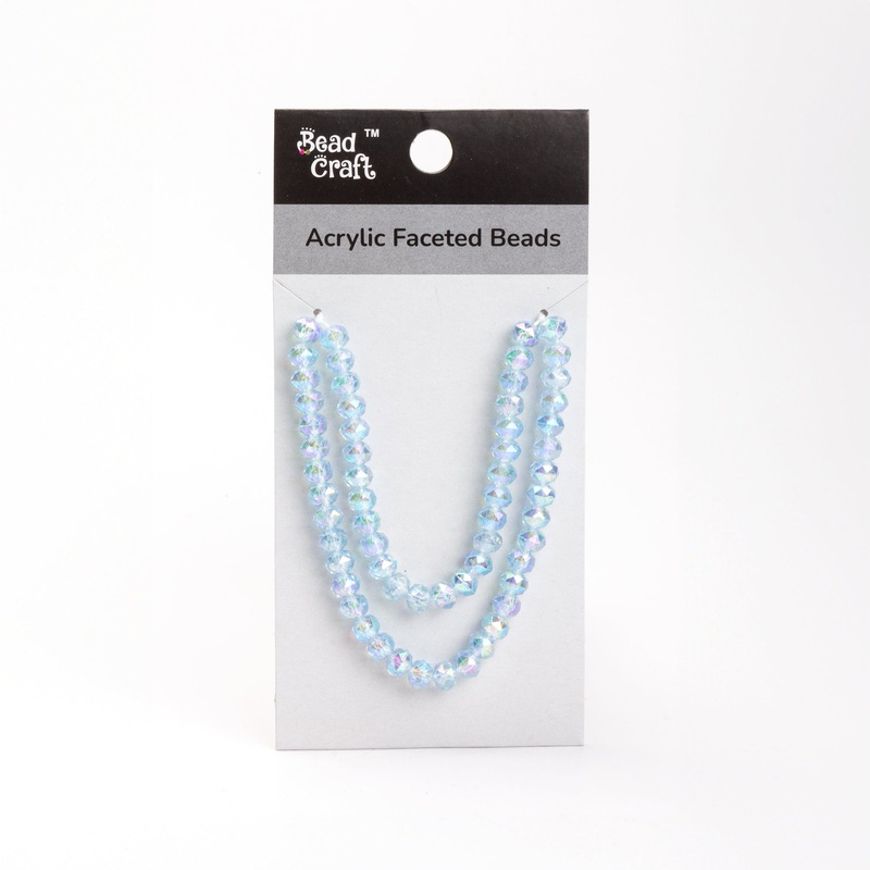 Acrylic Faceted Beads Sky Blue 1 String