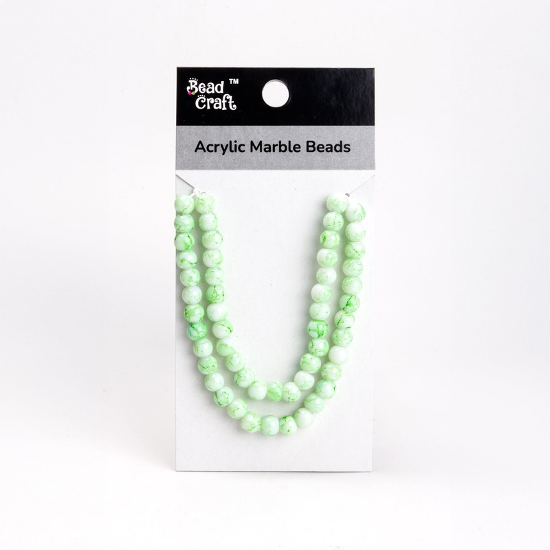 Acrylic Marble Beads Green Fusion 1 String