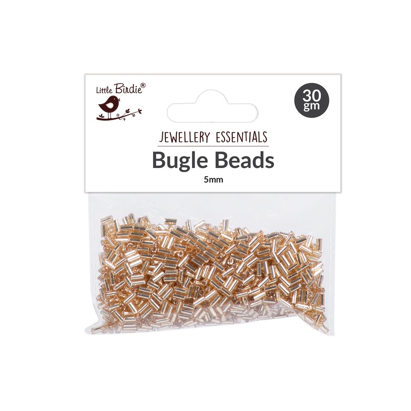Bugle Beads Gold 5Mm 30Gm