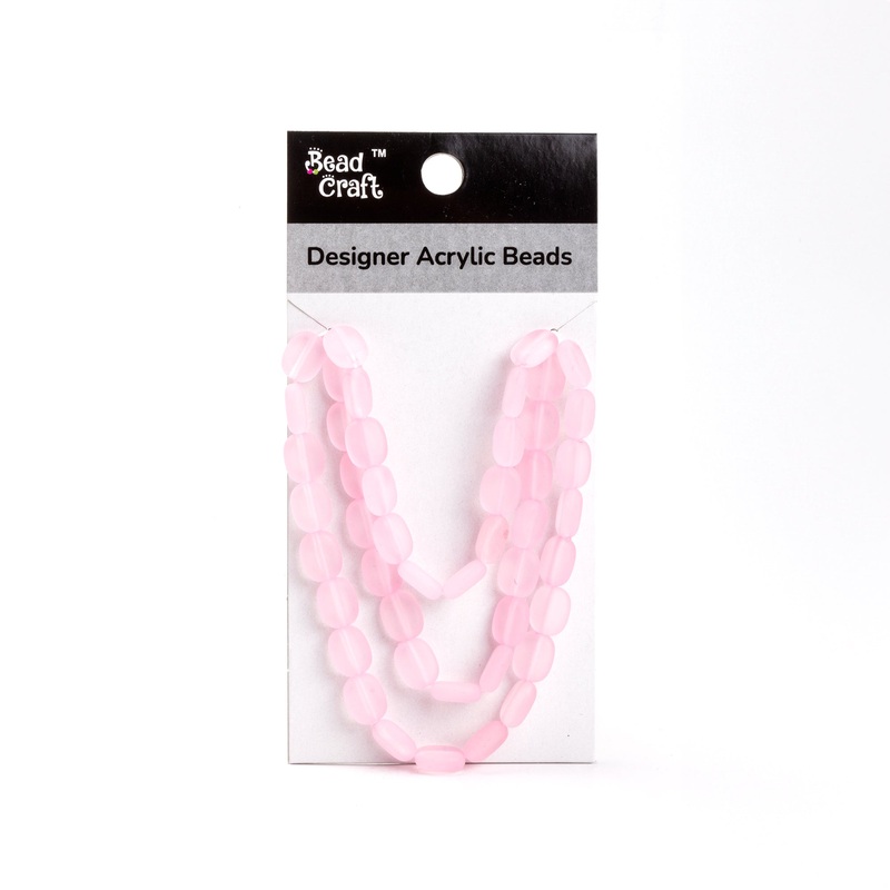 Designer Acrylic Beads Frosted Pink Approx 25gm 1 String
