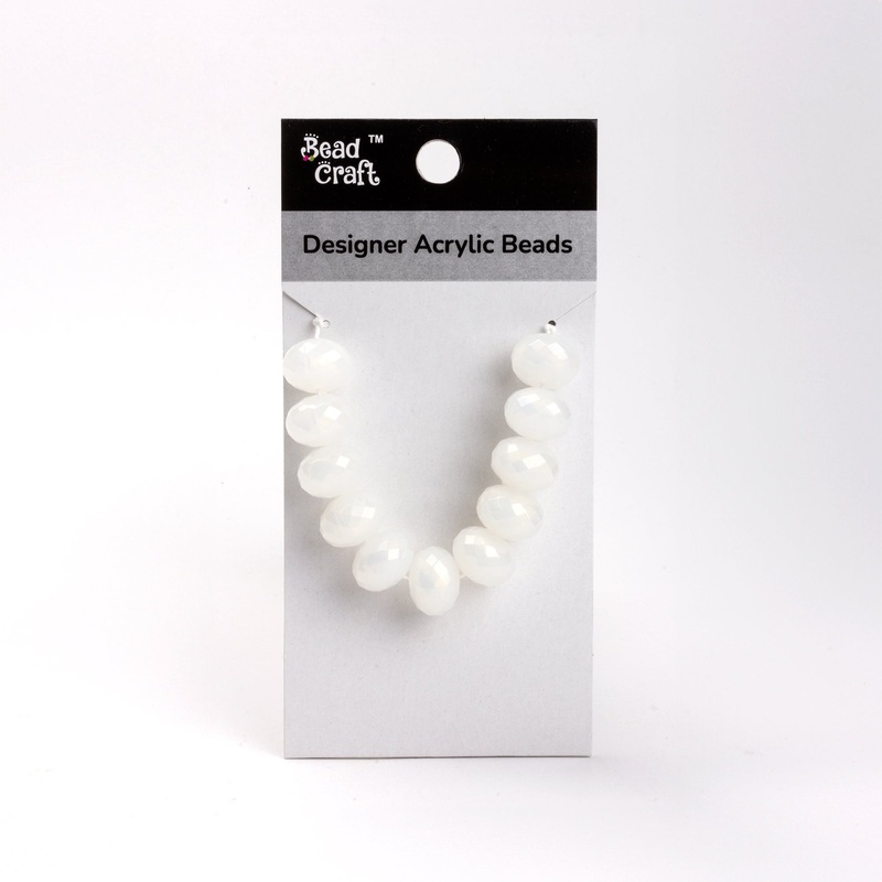 Designer Acrylic Beads White 1 String