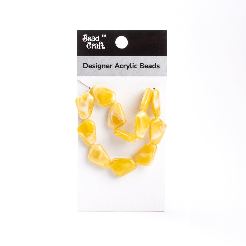Designer Acrylic Beads Yellow Marble 1 String