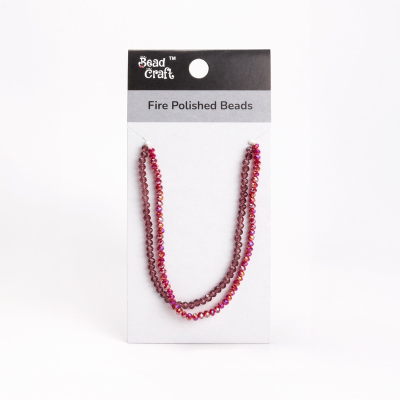 Fire Polished Beads Amethyst Crystal 4mm 1 String