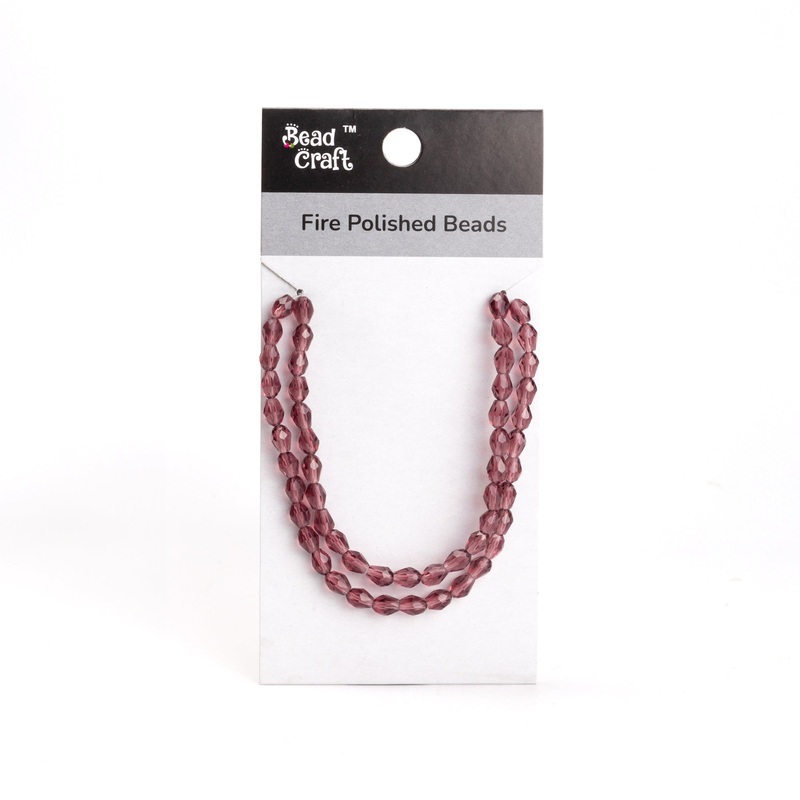Fire Polished Beads Amethyst Crystal 6/8mm 1 String