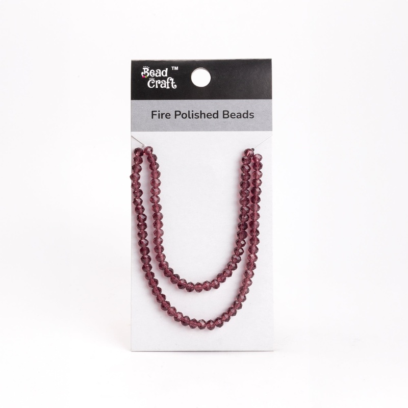 Fire Polished Beads Amethyst Crystal 6mm 1 String