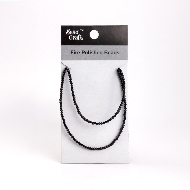 Fire Polished Beads Opaque Ebony 2mm 1 String