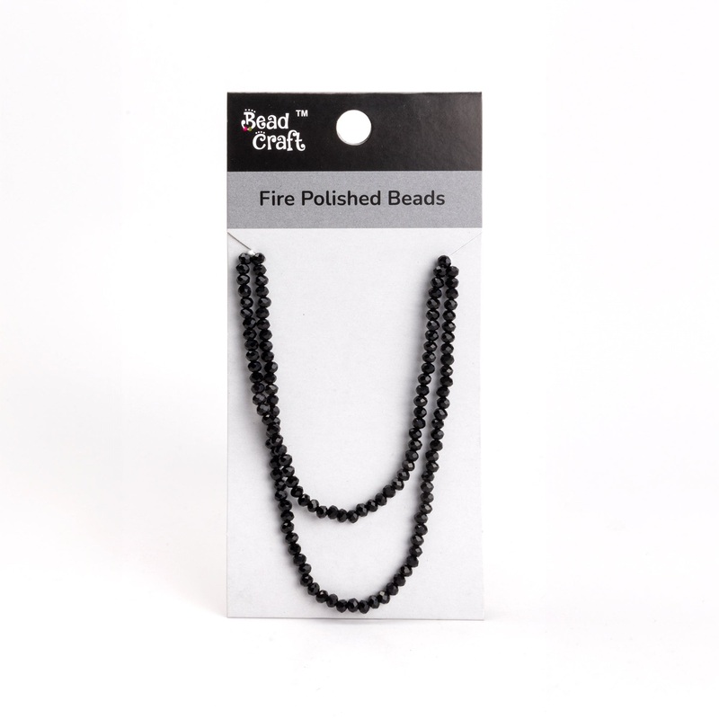 Fire Polished Beads Opaque Ebony 4mm 1 String