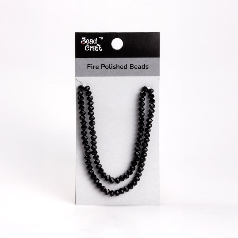 Fire Polished Beads Opaque Ebony 6mm 1 String